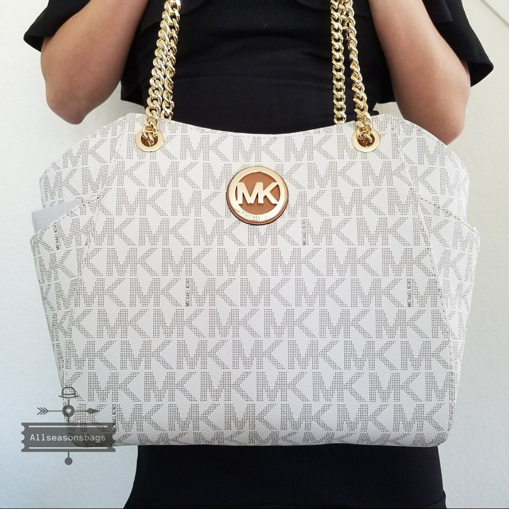 Michael Kors Large Jet Set Vanilla Chain Tote NWT - Picture 1 of 8